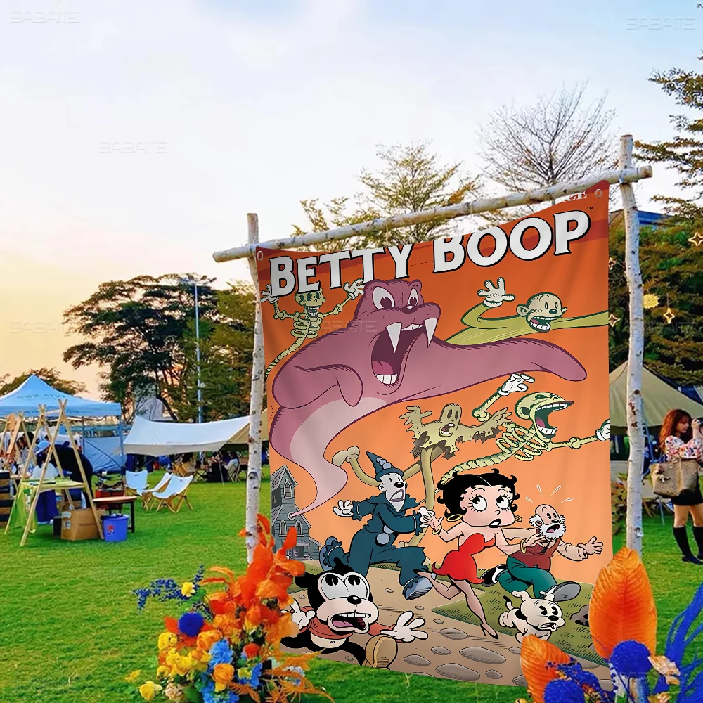 B-Betty B-Boop Cute DIY Flag For Family Group Photo Living Room Home Dorm Decor Wall Art Decor Banner