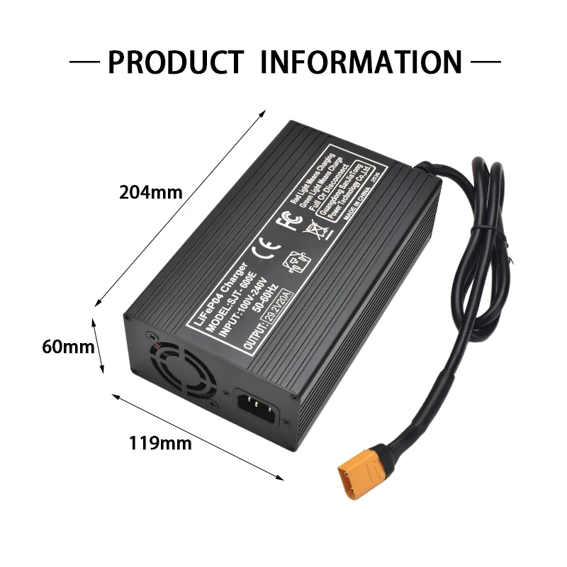 29.2v 20a carregador de bateria lifepo4 carregador rápido para 8s 24v 25.6v lifepo4 carregador de bateria com ventilador de refrigeração e xt60/xt90