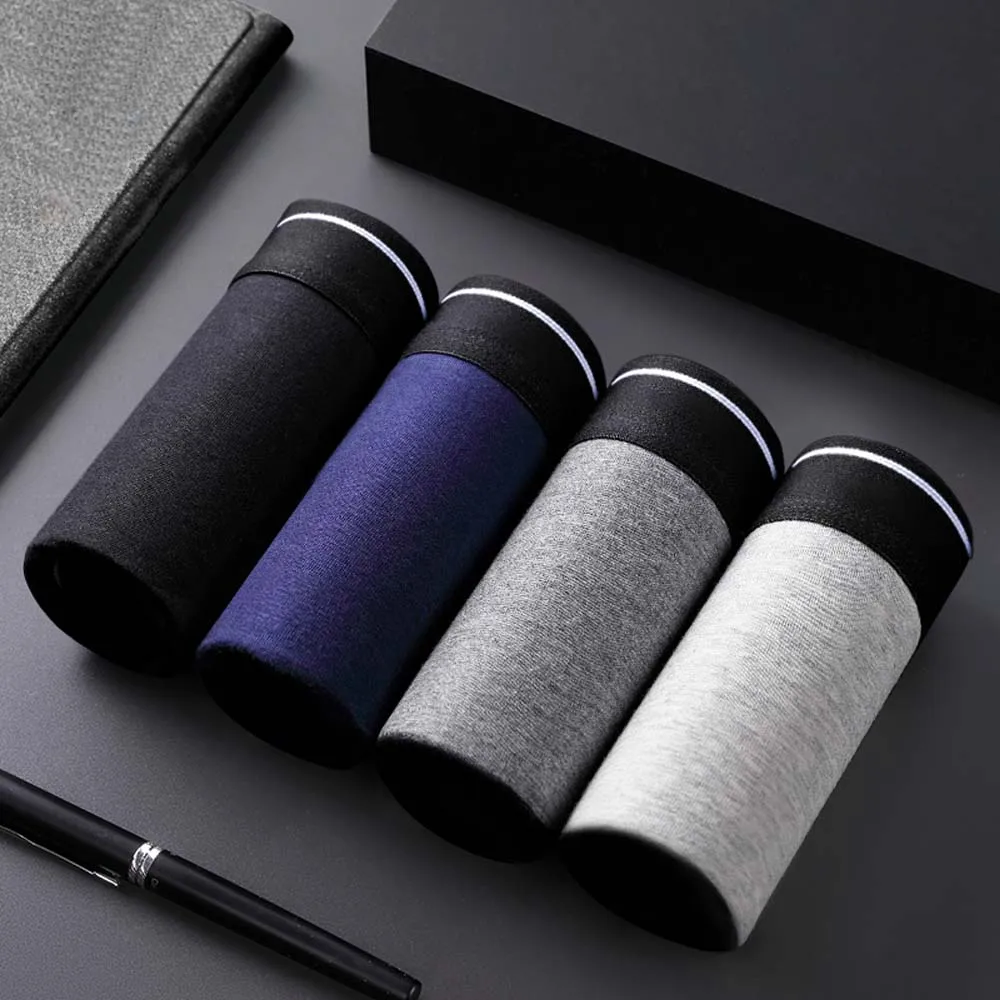 4-teilige Boxershorts für Herren, bequem, dehnbar, Herrenbekleidung, Baumwolle, atmungsaktiv, Herren-Slips, 3D-Schnitt, U-Pouch-Design, Herren-Unterhosen