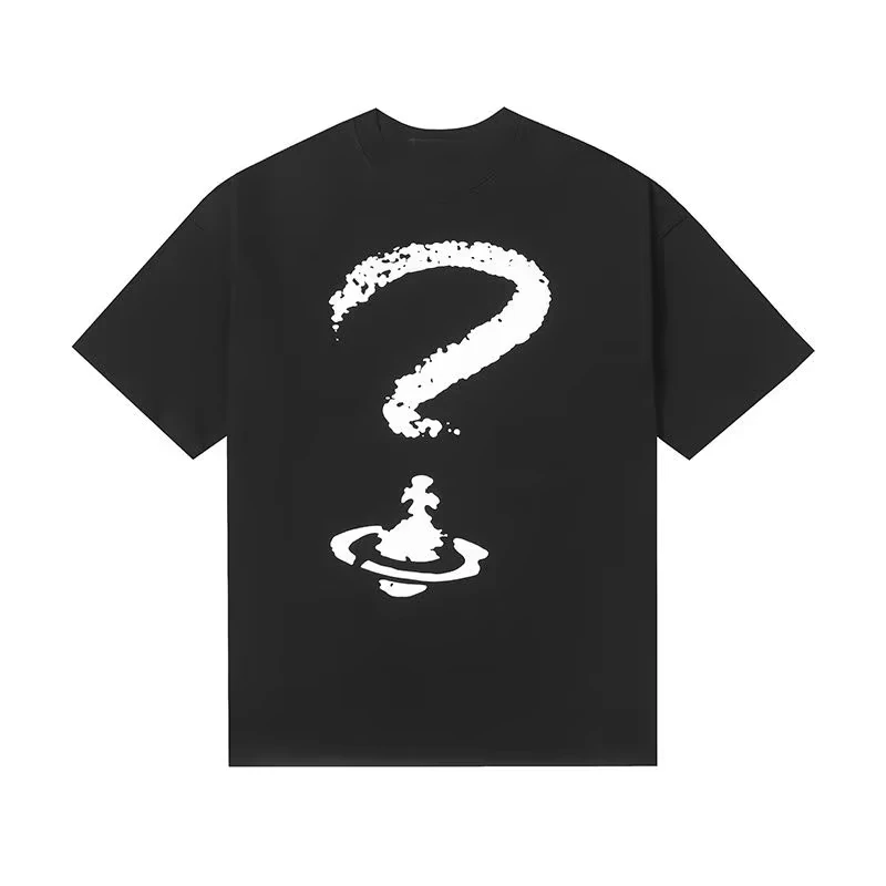 2026 New European Trend Question Mark and Comfortable High-street Pure Cotton Breathable T-shirt for Both Men and Women Summer