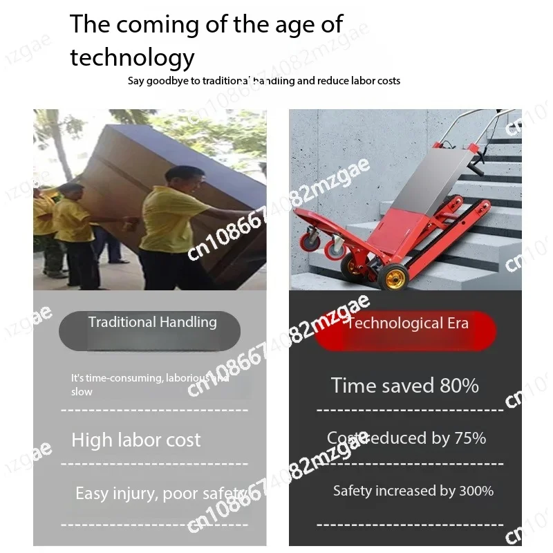 Electric Crawler Stair Climbing Cart 400KG Capacity, Flat Platform Ladder Trolley for Home Decoration & Construction Use