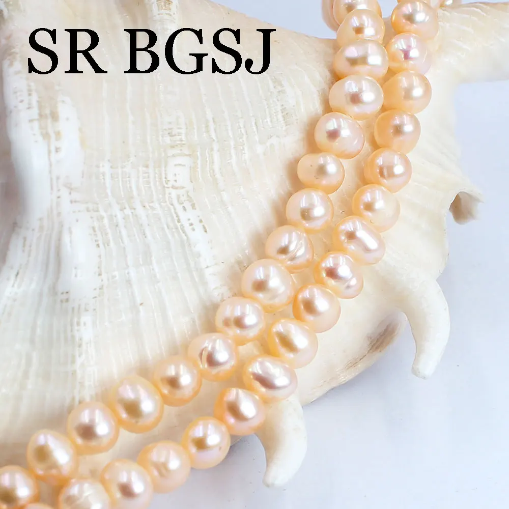 6-7mm 14inch Genuine Natural Freshwater Pink Pearl Wholesale Nearly Round Punch Sapcer Beads