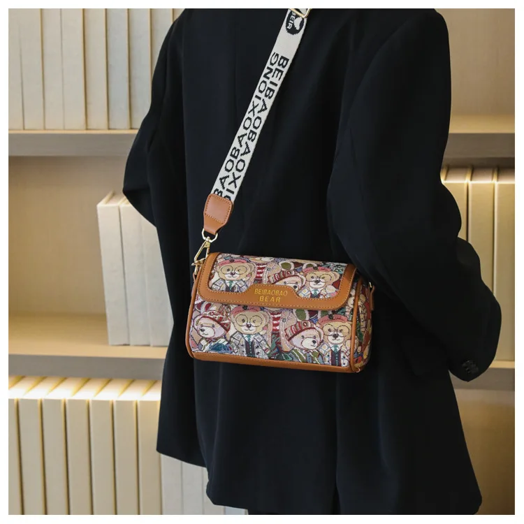New Trendy Unique Design Cartoon Bear Single Shoulder Bag Chic Crossbody Bag Original Women's Shoulder Bag Purses and Handbags