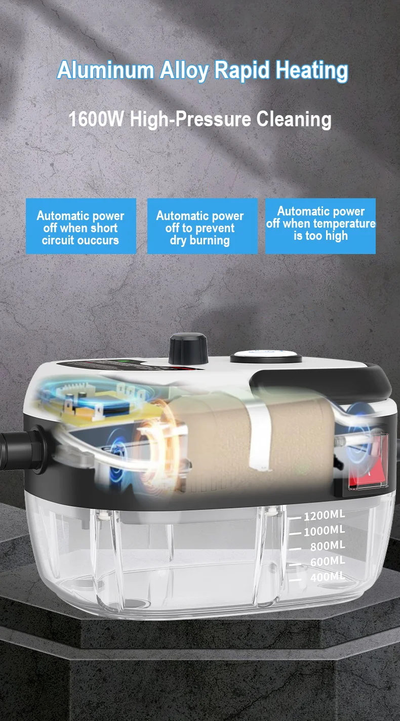 Dampfreiniger mit Hochdruck und -temperatur, Handgehaltener Dampfmopp für Gewerbe und Haushalt, Klimaanlagen, Dunstabzugshauben, Auto- und Jet-Reinigung – Detail 7