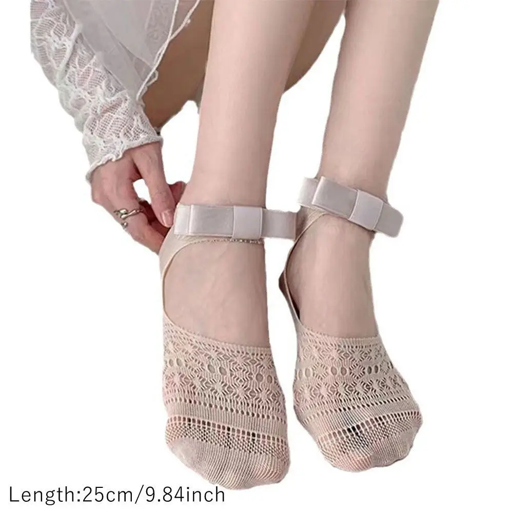 Kaus Kaki Ikatan Simpul Bersirkulasi Baru Kaus Kaki Pendek Y2K Warna Solid Kaus Kaki Katun Pakaian Sehari-hari Berongga Musim Semi Musim Panas