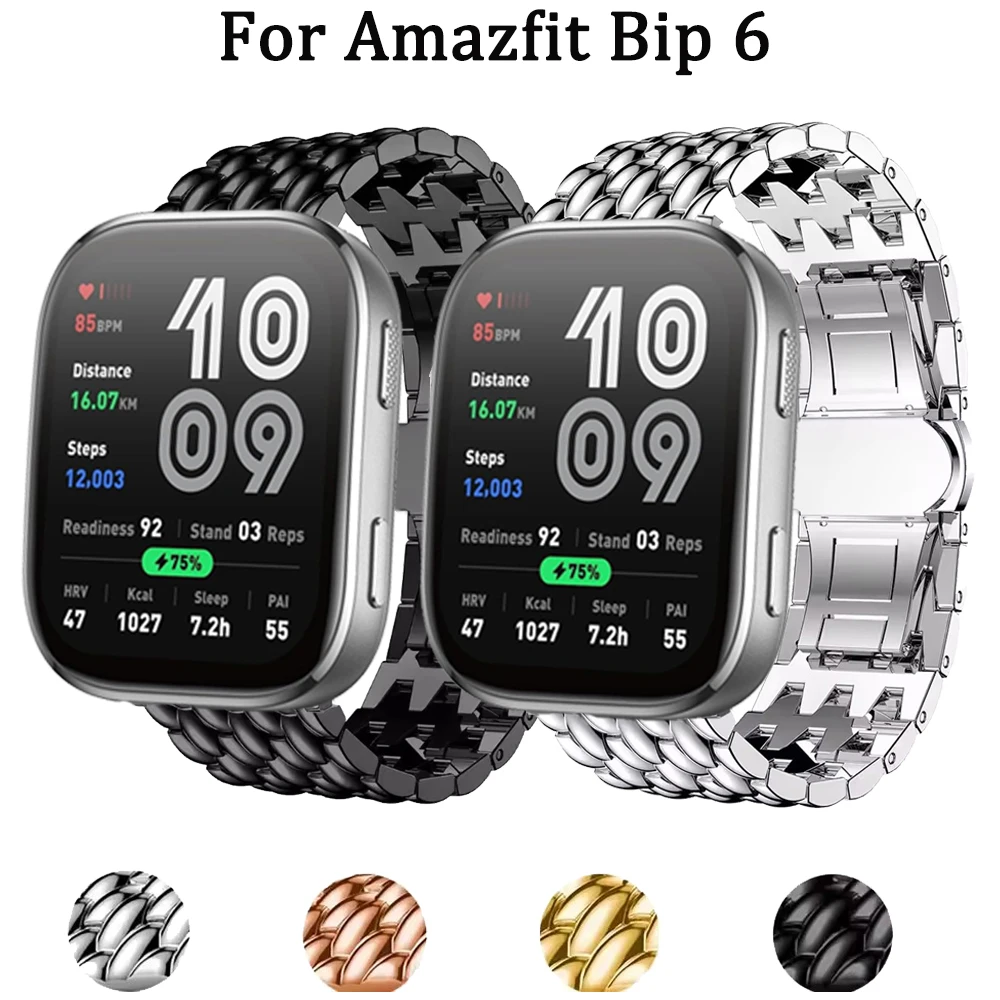 Bracelet en métal de 22mm pour Amazfit Bip 6 5 5 Unity/Pace/Cheetah Pro, Bracelet de remplacement pour Amazfit Stratos/GTR 4 3 2 47mm, accessoires