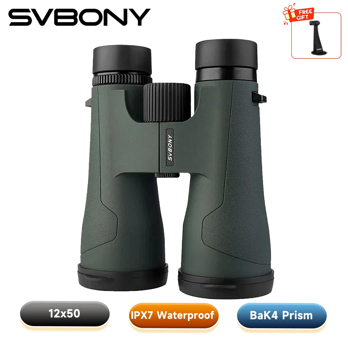 Svbony SA203 Telescope 12x50 Binoculars Professional Powerful BAK4 IPX7 Waterproof Camping Equipment for Birdwatching Stargazing