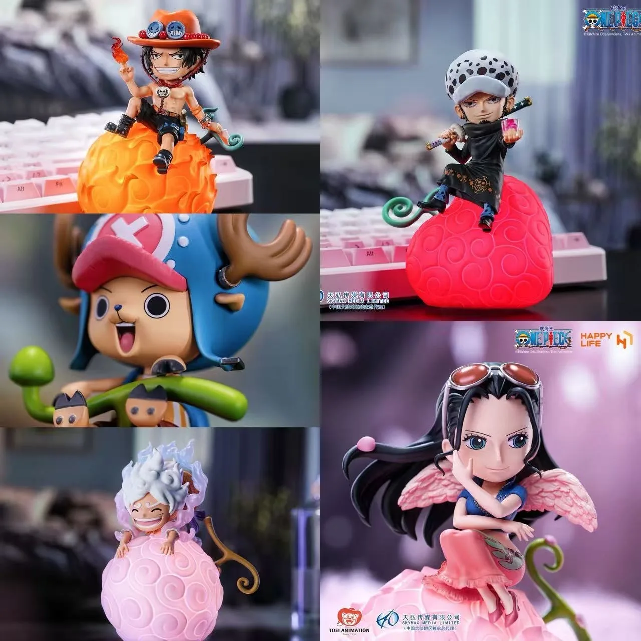 Anime One Piece Devil Fruit Night Light Nika Luffy Cute Figure  Robin Ace Chopper Voice-Controlled Night Light Desktop Ornament