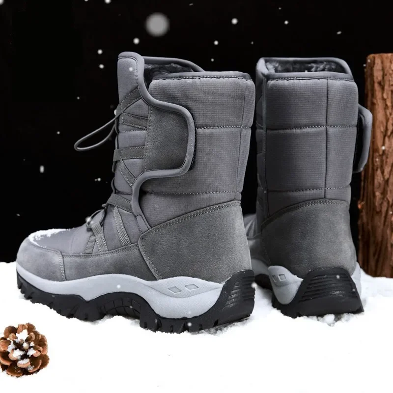 New Outdoor Men Boots Winter Snow Boots For Men Shoes Thick Plush Waterproof Slip-Resistant Keep Warm Winter Shoes Plus Size 46