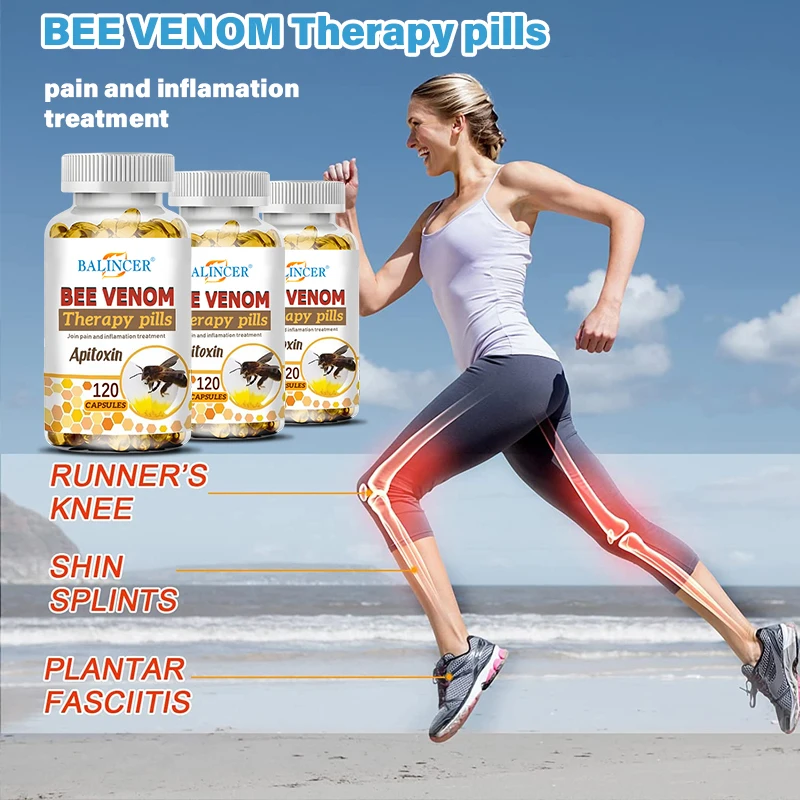 Natural Bee Venom Extract Capsules - Glucosamine Chondroitin Supplement Relieves Joint Pain and Stiffness, Promotes Bone Health