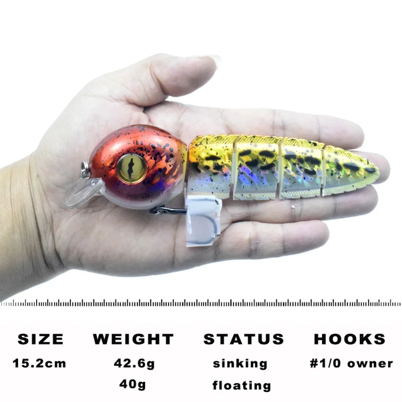 Cross-Border15.2cm Simulation Multi-Section Fish with Water Retaining Plate Lure Lure Simulation Multi-Section Weever Dog Fish B