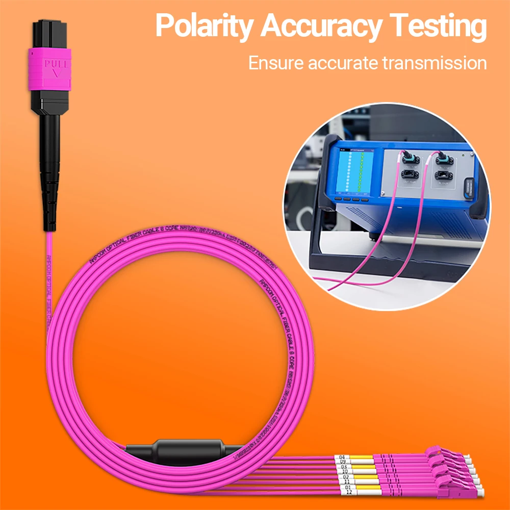 AMPCOM MPO/MTP to LC 광섬유 브레이크아웃 케이블, OS2 OM3 OM4 8/12 코어, 단일 모드 다중 모드, 10G/40G QSFP 광섬유 스플리터 케이블