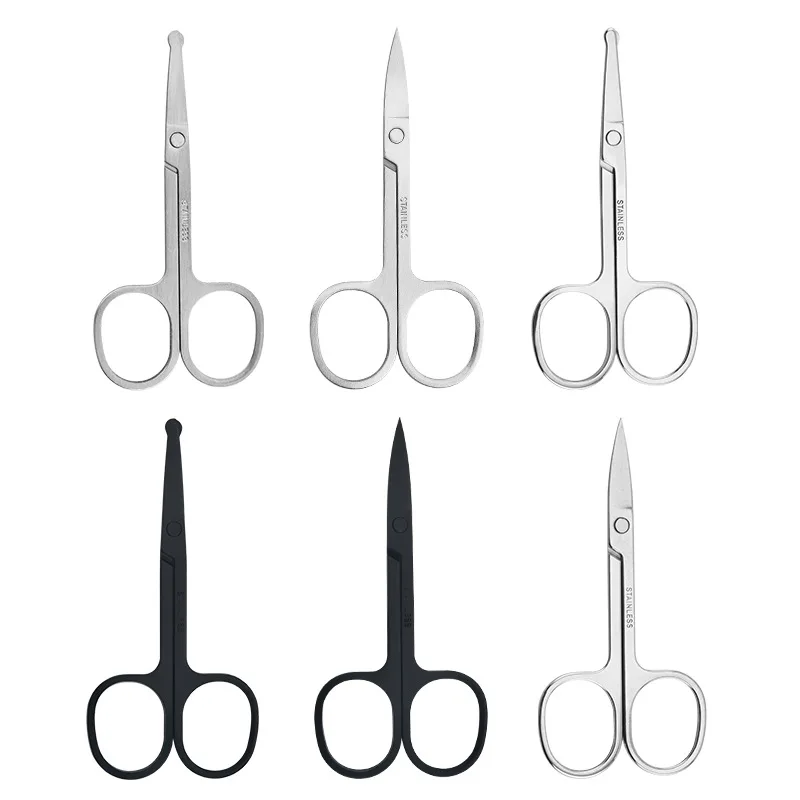 Mirror light stainless steel eyebrow blade makeup round vibrissac scissors small scissors