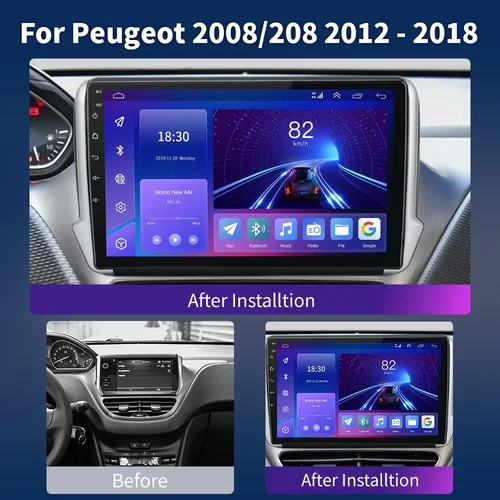 Imagen 2 del producto Para Peugeot 2008 208 2012 - 2018 reproductor Multimedia navegación GPS Carplay pantalla táctil estéreo automático 2din Android 13
