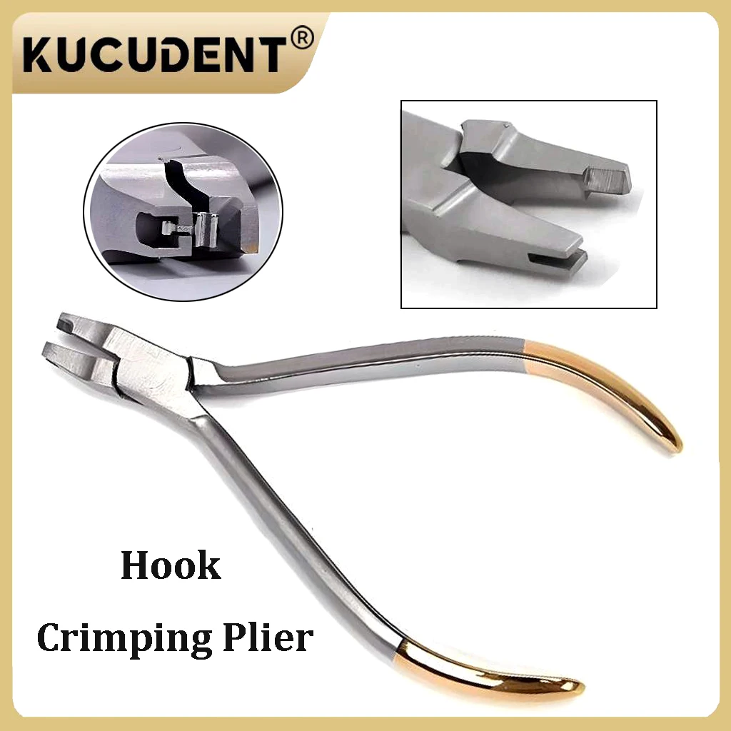 KUCUDENT 1PC Dental Crimpable Hook Placement Plier Stainless Steel Orthodontic Forceps for Free Hook Clamp Precision Positioning