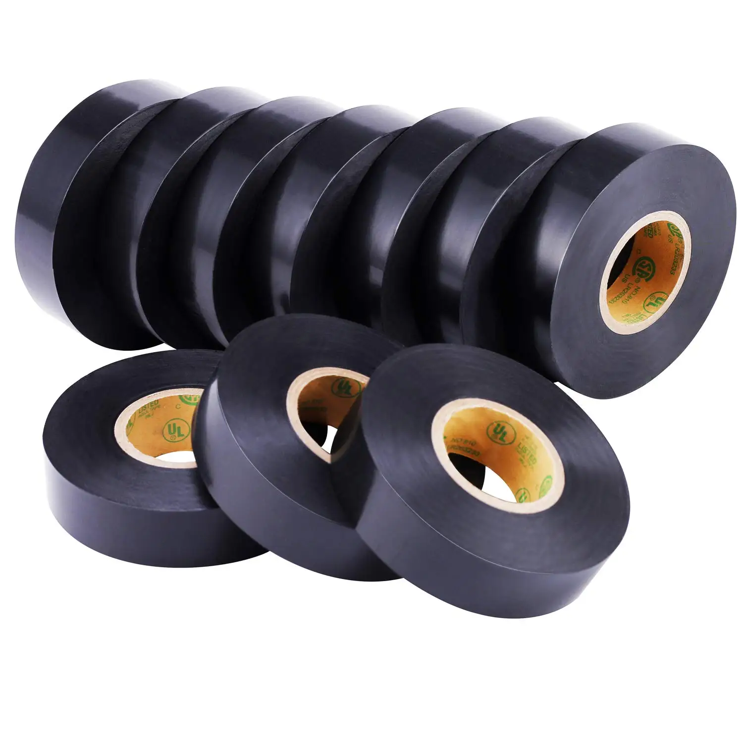 10-Pack Black Electrical Tape Waterproof, 3/4 in x 66ft, Industrial Grade UL/CSA Listed High Temp Electrical Tape Electric Super