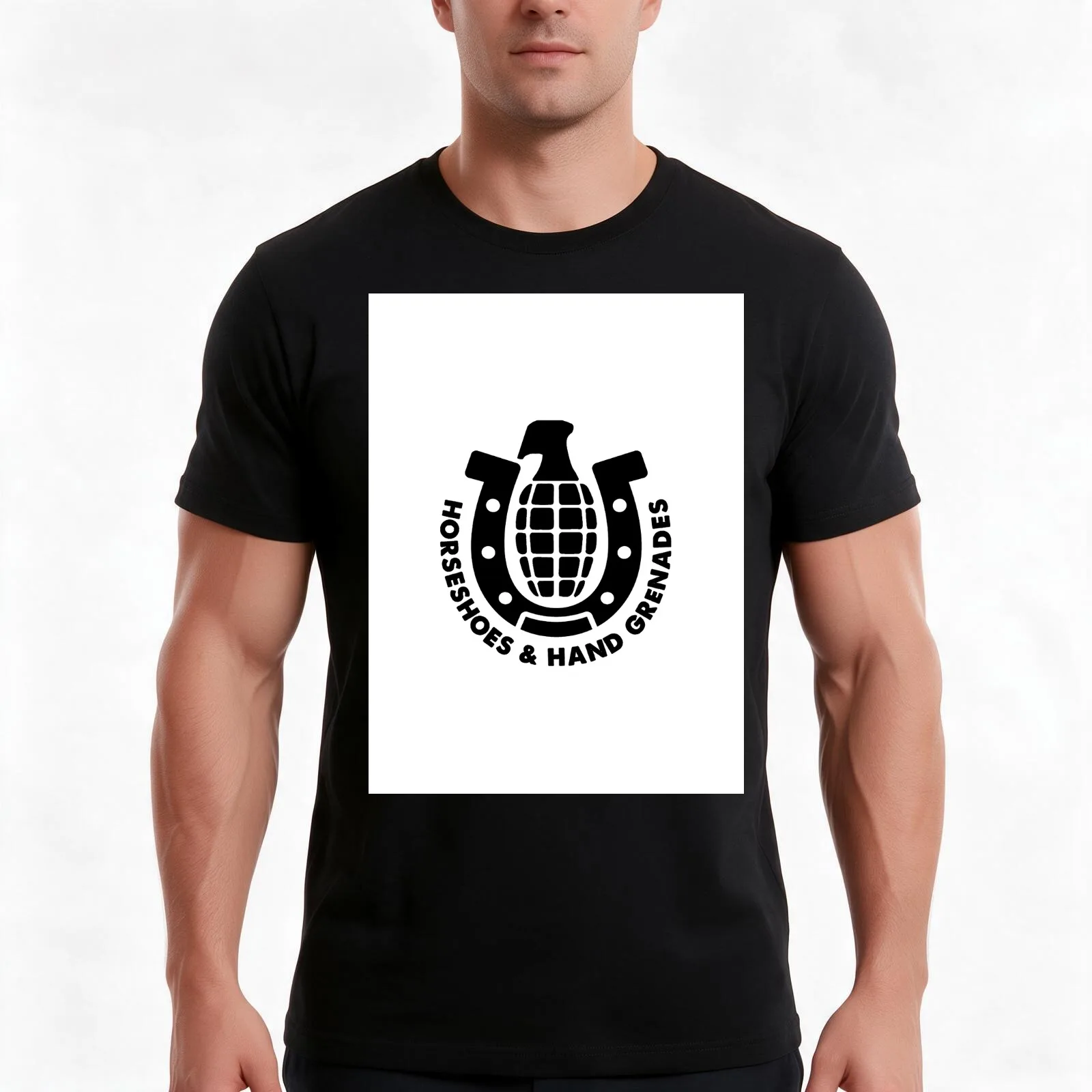 Horseshoes and Hand Grenades T-Shirt Summer Casual Cotton Tee Oversized Streetwear Tops Vintage Graphic Print 100% Cotton