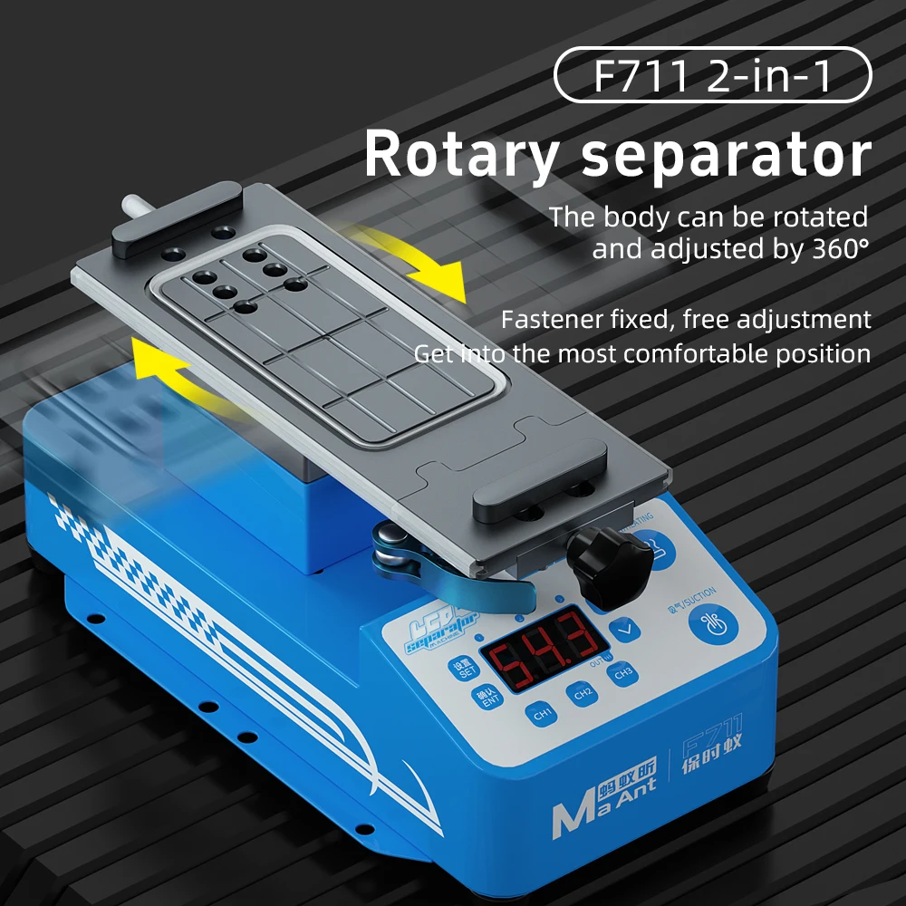 MaAnt F711/F712 3 in 1 LCD Screen Separator Multifunctional Flat Screen 360° Straight/Curved Edge Screen Separation Phone Repair