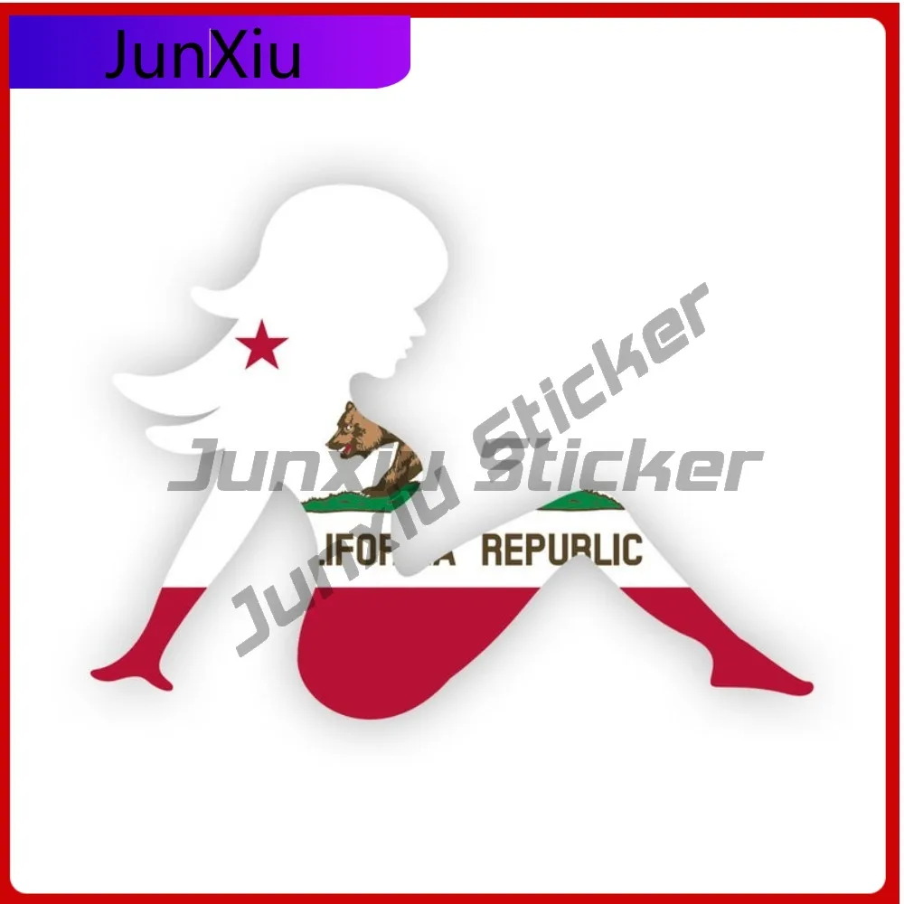

California Mudflap Girl Sticker Creative Decals Ca Silhouette Mud Flap Flag State Flag Patriotic Car Sticker Vinyl Decal
