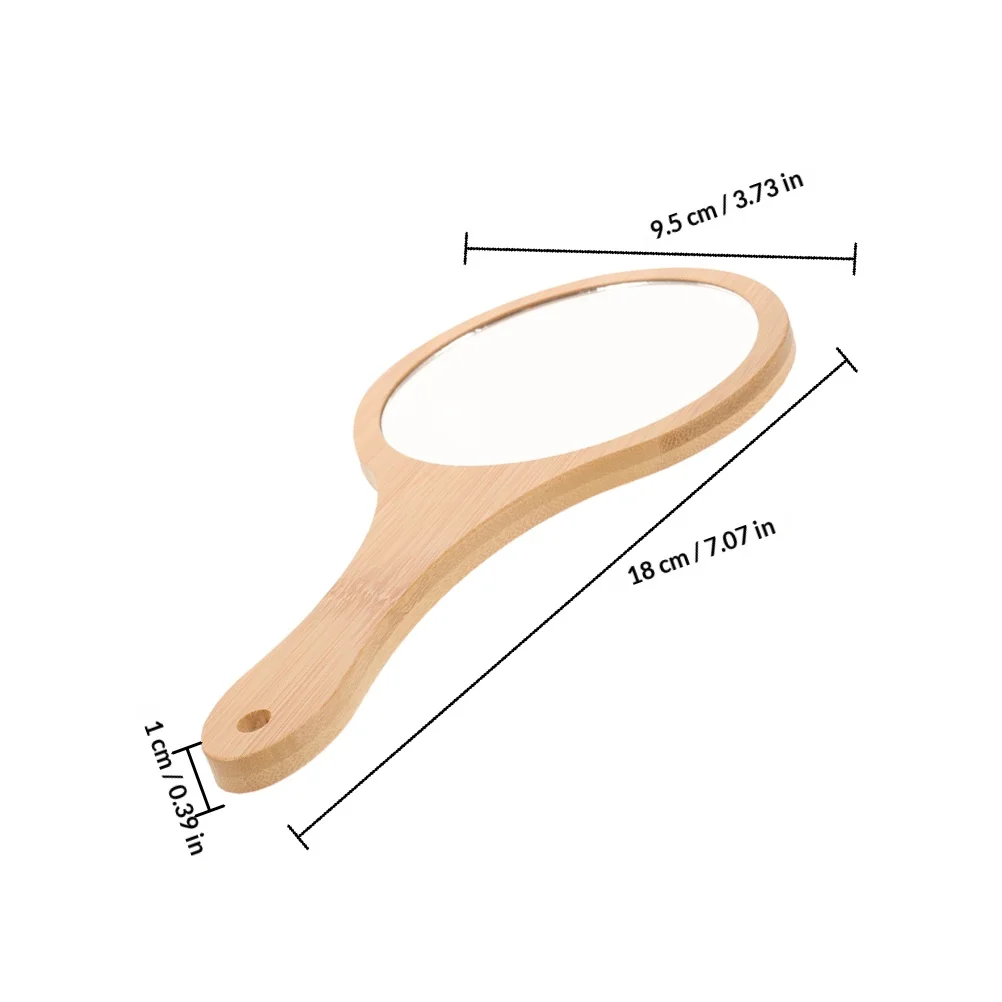 Kleiner Make-up-Spiegel mit Bambusgriff, hochauflösende Glasoberfläche, kompakt, handgehalten, für Frauen unterwegs, Touch-Ups, modisch