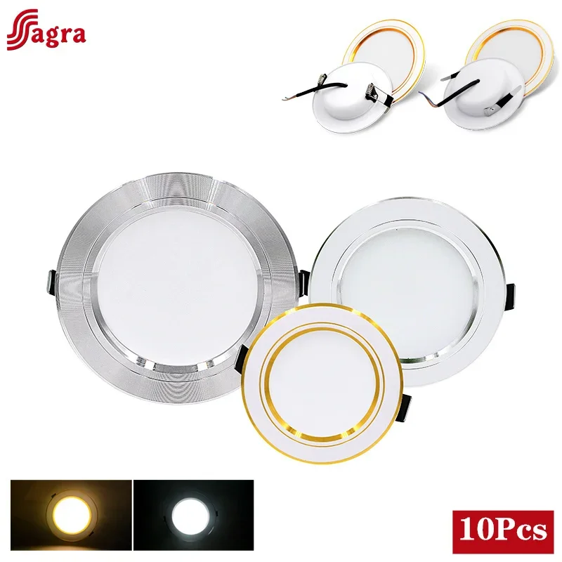 10pcs/lot LED Downlight 12W 15W 18W AC 110V 220V 5W 9W DC 12V 24V Recessed Round Spot Lighting Bedroom Kitchen Indoor Down Lamp