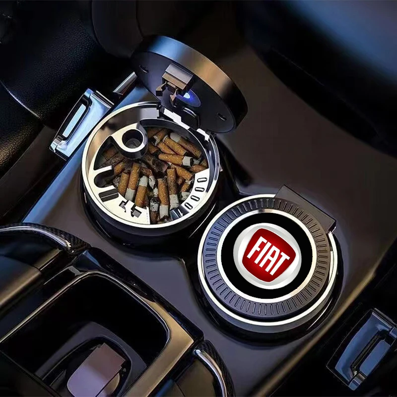 LED Portable Cigarette Container Storage Box Water Cup Holder Car Ashtray for Fiat abarth Aegea 500c Panda Uno Palio Tipo Doblo