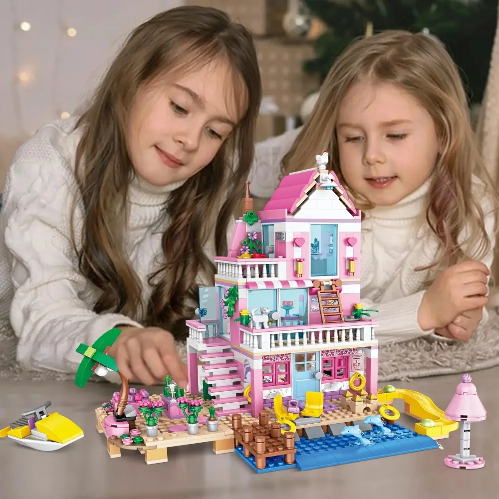 Meisjes Kust Prinses Kasteel Bouwstenen Vriendschapshuis Model Figuren Bakstenen Klassiek Speelgoed voor Kerstcadeau voor kinderen