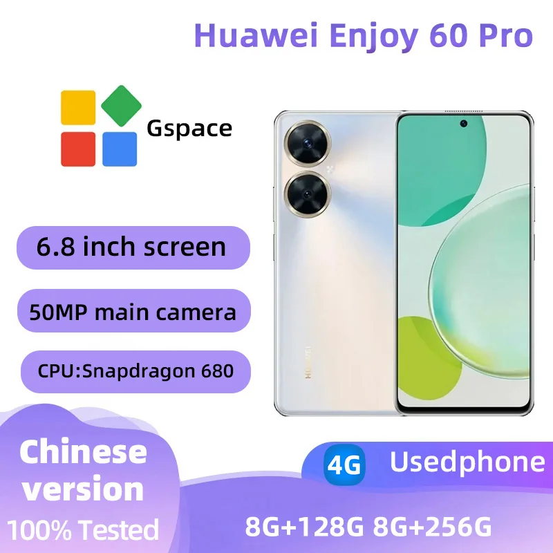 Huawei Enjoy 60 Pro 4g Smartphone Snapdragon 680 6.8inches 8GB RAM 128GB 256GB ROM 5000mAh 50MP Camera HarmonyOS Used Phone