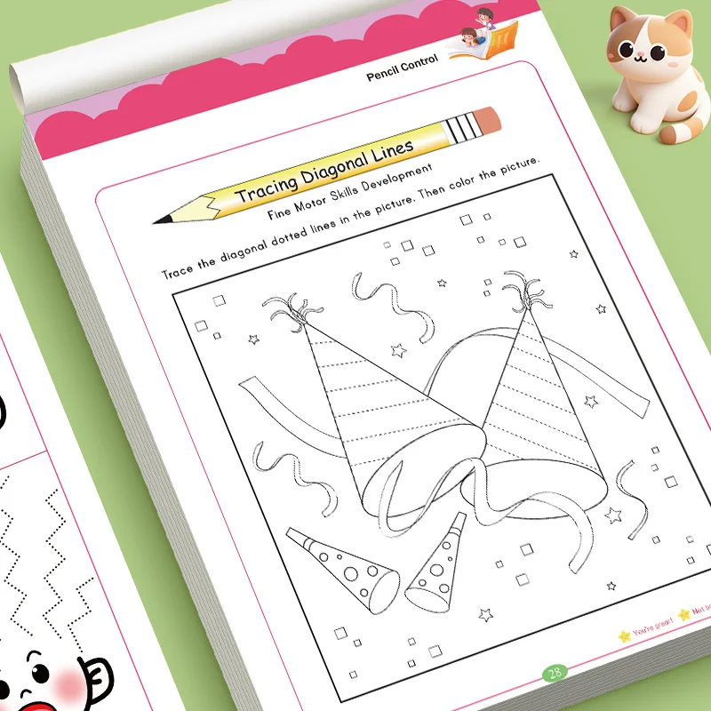 Mein erstes Lernheft zur Stiftkontrolle, unterhaltsames Aktivitätsbuch zum Nachzeichnen von Punkten und Linien für den Homeschooling-Unterricht und das tägliche Üben. – Detail 7