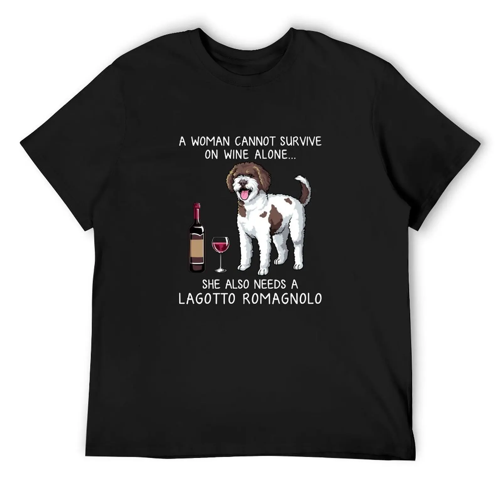 

Lagotto Romagnolo and wine Funny dog T-Shirt oversized graphic tee vintage heavyweights anime stuff luxury clothes men