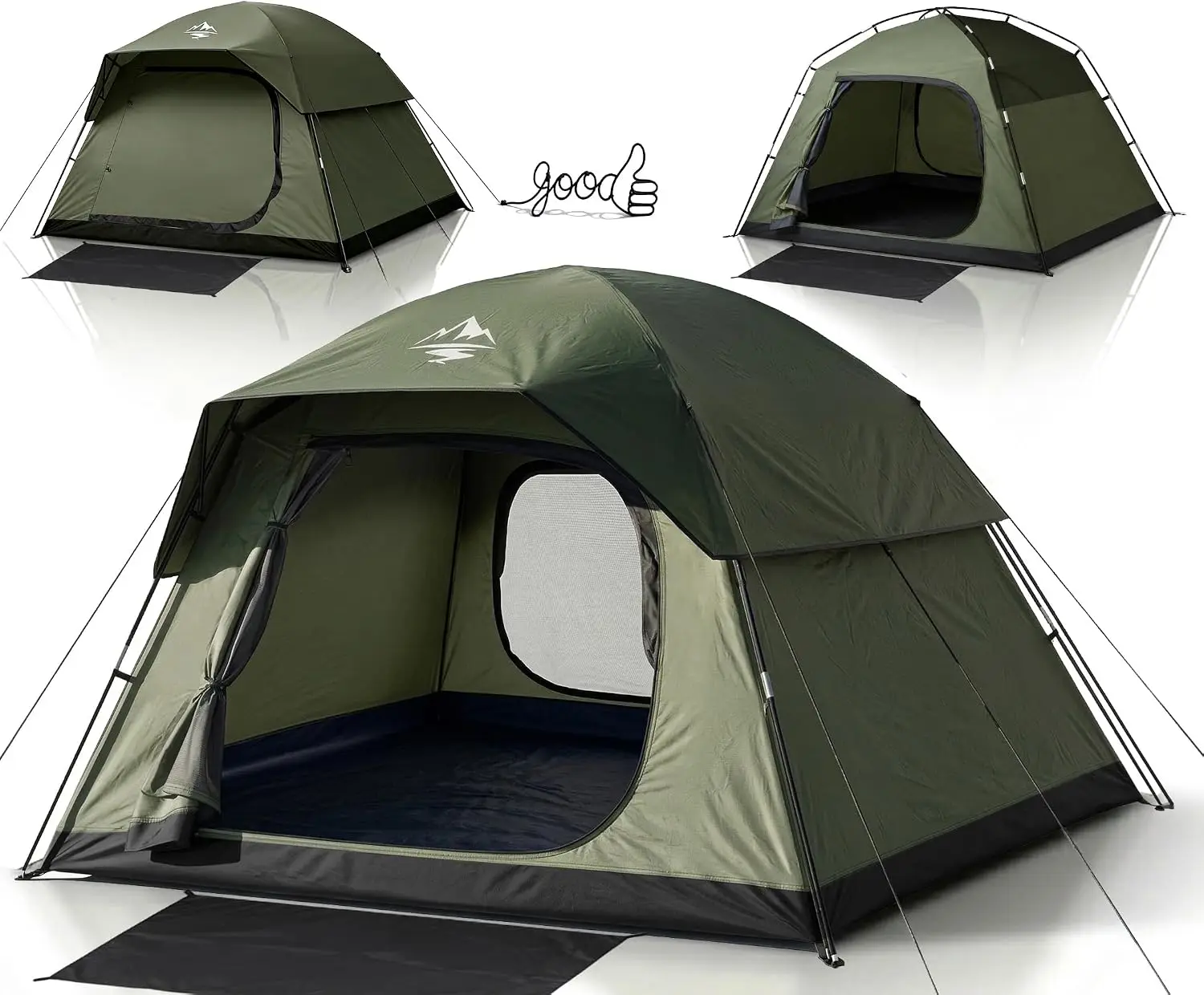 4 Person Camping Tents With 2 Doors Rainfly