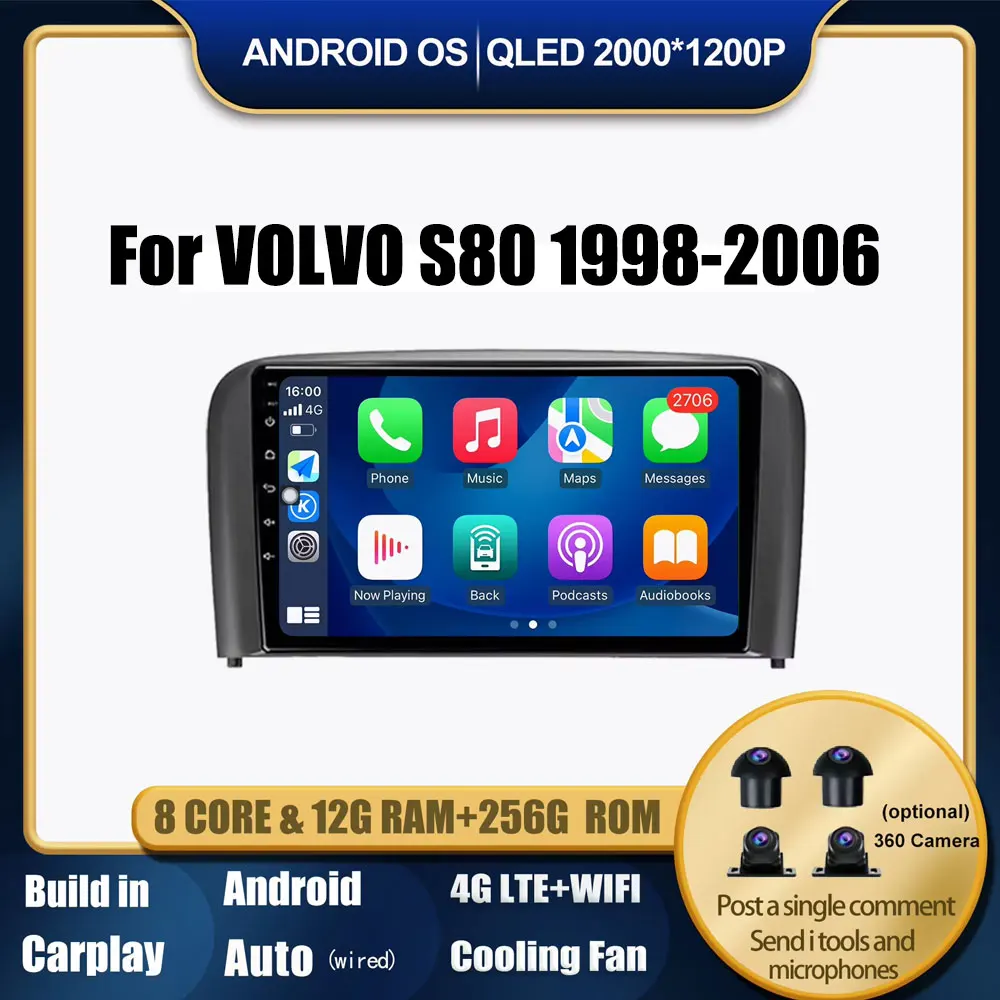 

Android 14 For VOLVO S80 1998 1999 2000-2006 Car Radio Multimedia Player GPS Navigation Video Autoradio Stereo NO 2din DVD Tools