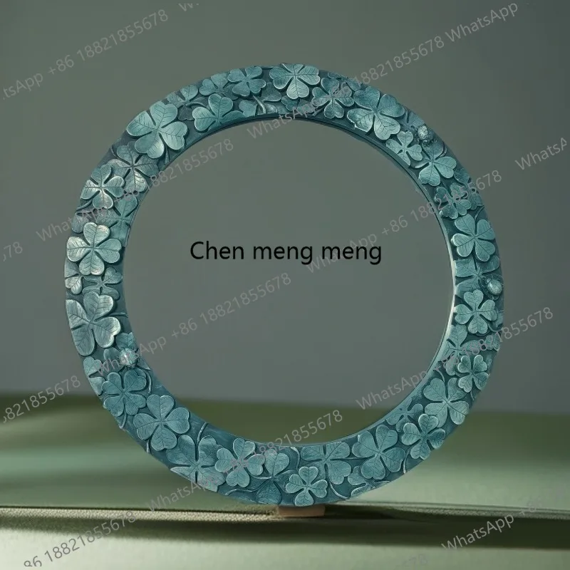 

Mediterranean style makeup mirror wall dressing bathroom entrance mirror decorative four-leaf clover wall hanging mirror