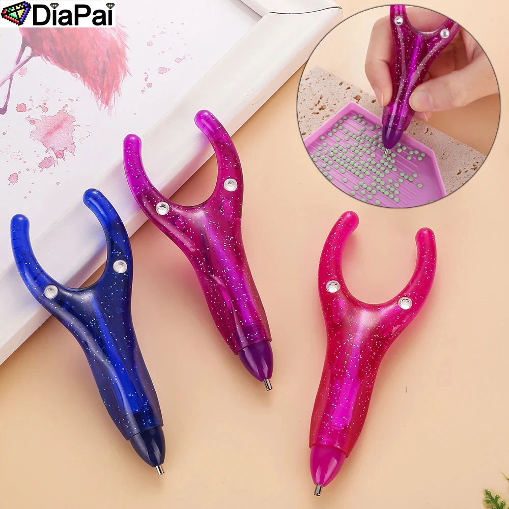 DIAPAI Ergonomics Shaped 5D Diamond Painting Pen Crystal Point Drill Pens Comfortable Nail Art Craft Embroidery Tool Accessories