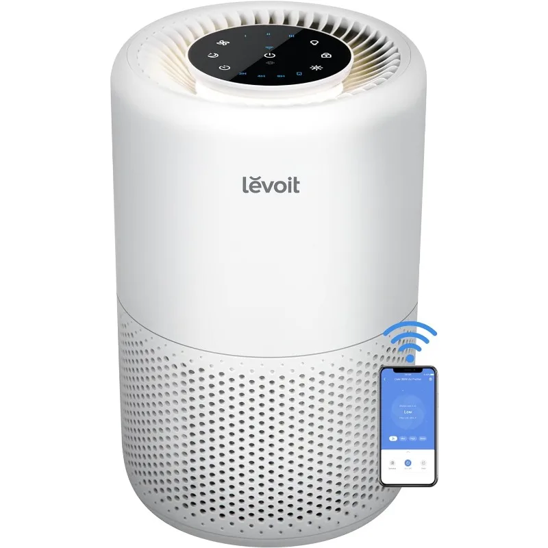 เครื่องกรองอากาศ Levoit สำหรับห้องนอนในบ้านตัวควบคุม WiFi อเล็กซาอัจฉริยะครอบคลุมพื้นที่ถึง916ตารางฟุตตัวกรอง3 in 1สำหรับโรคภูมิแพ้สารมลพิษ