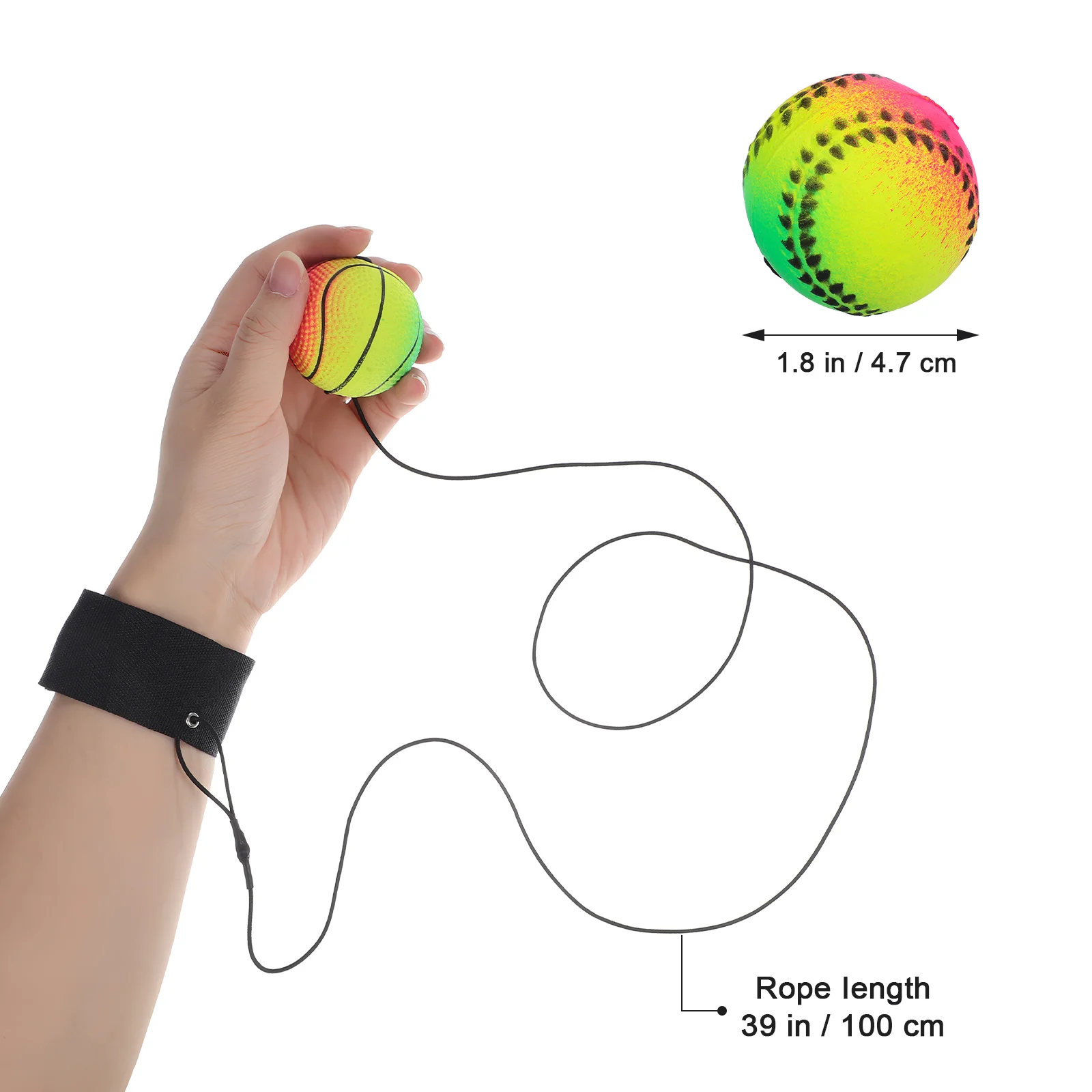 Wrist Rebound Ball Return Sports Rubber Bouncy Balls Trainer With Wristband Basketball Baseball Wristbands