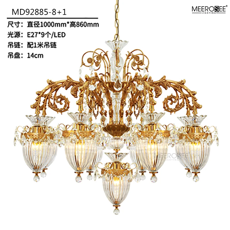 MEEROSEE Design American Design Chandelier For Living Room Round Ceiling Lamp For Indoor Home Lighting Decorative MD92885