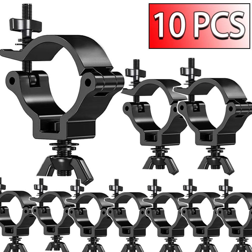 10 Stück robuste Aluminium-Bühnenbeleuchtungshalterung (schwarz) Klemme für Moving Head Licht/Par-Licht/Bühnenhaken für 48–51 mm