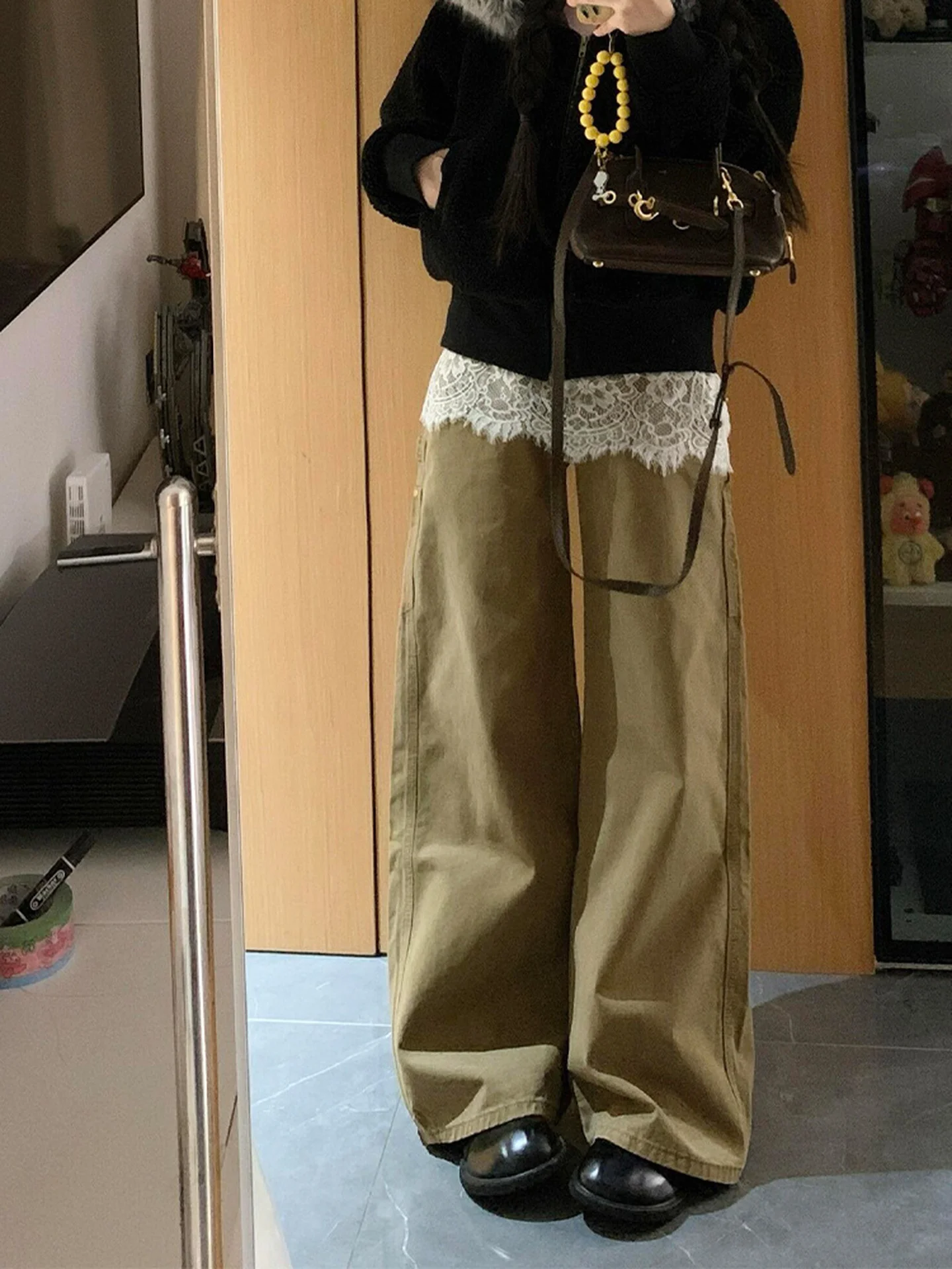 กางเกงยีนส์ทรงตรงเอวสูงขากว้างสไตล์อเมริกัน สำหรับผู้หญิง ฤดูใบไม้ร่วง ฤดูหนาว รุ่นใหม่ ไซส์ใหญ่ แฟชั่นย้อนยุค กางเกงยีนส์เดนิม