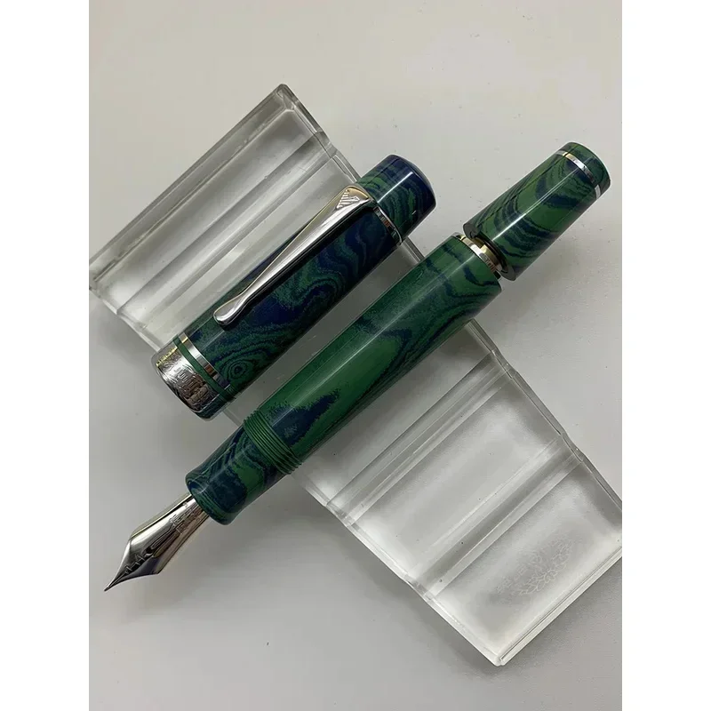 New Wingsung/Junlai 632 Silver Clip 18k 8 # Nib Gold Nib Fountain Pen German Cumberland Rigid Natural Rubber Piston Long Knife