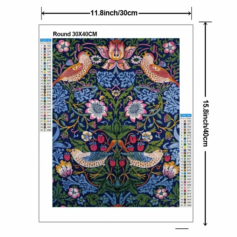 Abstrakcyjny William Morris DIY wiertła diamentowe malowanie truskawka złodziej kwiat liść ptak haft Cross Stitch mozaika do dekoracji domu