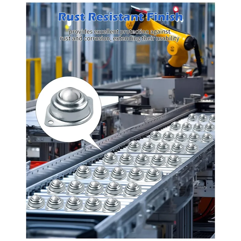 32 قطعة محمل نقل كروي، عجلات كروية من الفولاذ الكربوني مقاس 1 بوصة، وحدة نقل كروية مثبتة عالمية للناقل المتين #2