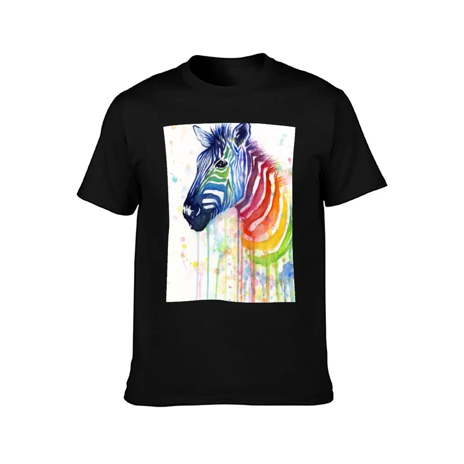 Rainbow Zebra Watercolor Animal Painting T-Shirt Casual Fashion Print Tee Top T-Shirt