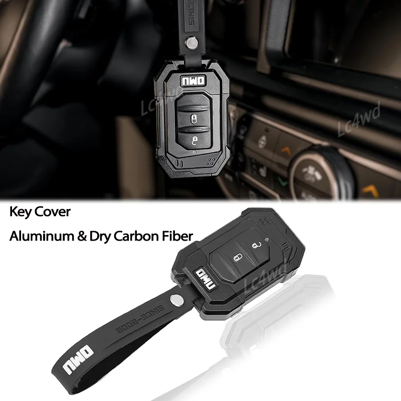 LC4WD الملحقات الخارجية OMU حافظة مفاتيح ألومنيوم مفتاح فوب ل 2018-2025 جيب رانجلر JL JLU 4XE & المصارع JT غطاء مفتاح معدني #1