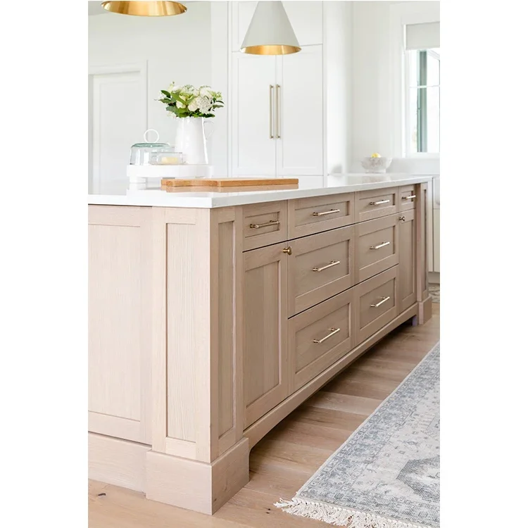 

'Contemporary Natural Wood Tone Cabinets Oak Wood Doors Kitchen Cabinets with Utensil Organizers
