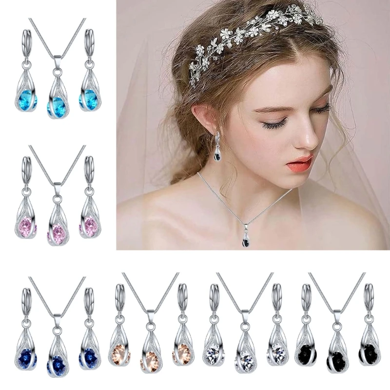 

2023 New Fashionable Necklace and Earrings Combo Pendant Necklace Earrings Fashion Jewelry Set Alloy Material for Any Occasions