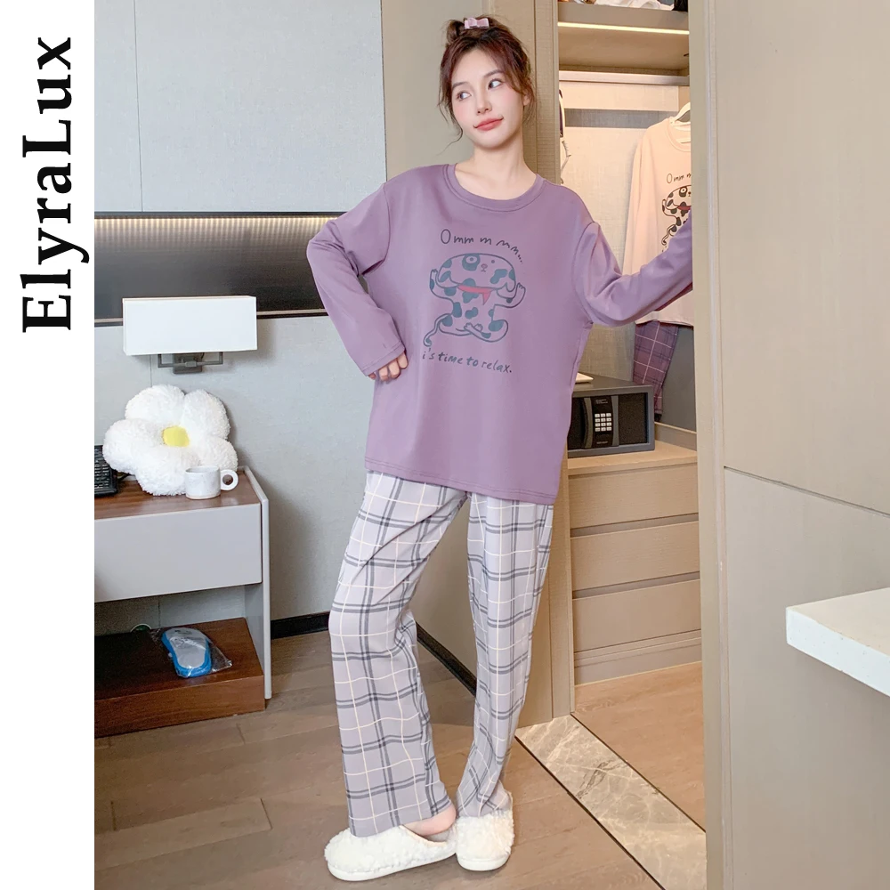 

ElyraLux пижамы женский пижамный комплект женская домашняя одежда комплекты брюк женские пижамы осенняя пижама с длинным рукавом ﻿