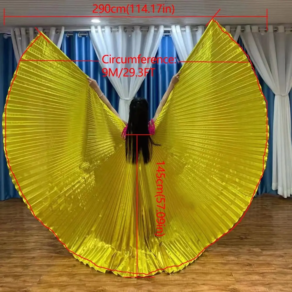 Creative Belly Dance Wing Prop Pleated 360 Degree Large Performance Cape Soft with Telescopic Rod Oriental Dance Props
