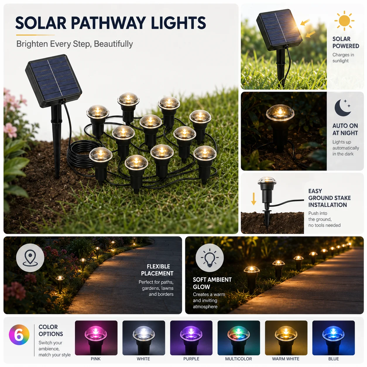 40/30/20/10 LED Solar-Gartenleuchten, 8 Modi Blasenweg-Lichter, IPX4 Outdoor-Rasenleuchten für Weihnachtsfeiern, Gehwege und Hinterhöfe – Detail 1