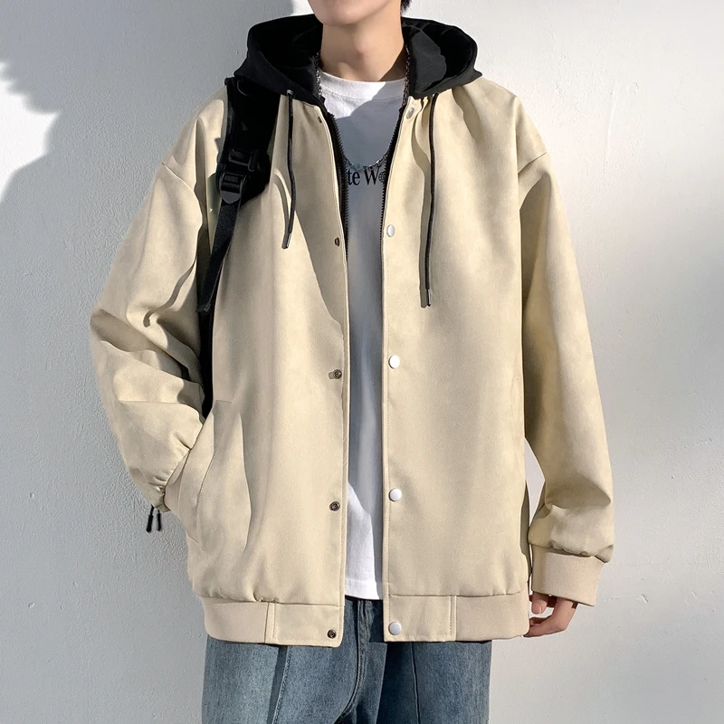 

Осенне-зимняя новая мужская повседневная универсальная куртка с воротником, свободная однотонная модная простая повседневная куртка высокого качества для мужчин